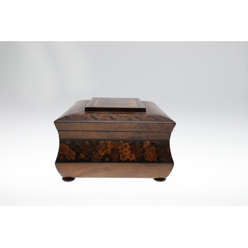 643 - VICTORIAN TUNBRIDGE WARE WORK BOX. A large Tunbridge Ware work box, the top with a rectangular panel... 