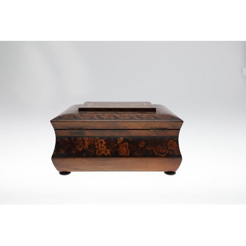 643 - VICTORIAN TUNBRIDGE WARE WORK BOX. A large Tunbridge Ware work box, the top with a rectangular panel... 