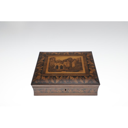 644 - VICTORIAN TUNBRIDGE WARE GAMES BOX & ANOTHER GAMES BOX. A Victorian rosewood and inlaid games box, w... 