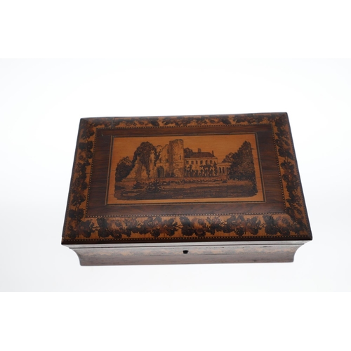 644 - VICTORIAN TUNBRIDGE WARE GAMES BOX & ANOTHER GAMES BOX. A Victorian rosewood and inlaid games box, w... 