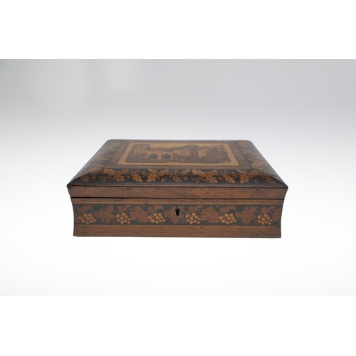 644 - VICTORIAN TUNBRIDGE WARE GAMES BOX & ANOTHER GAMES BOX. A Victorian rosewood and inlaid games box, w... 