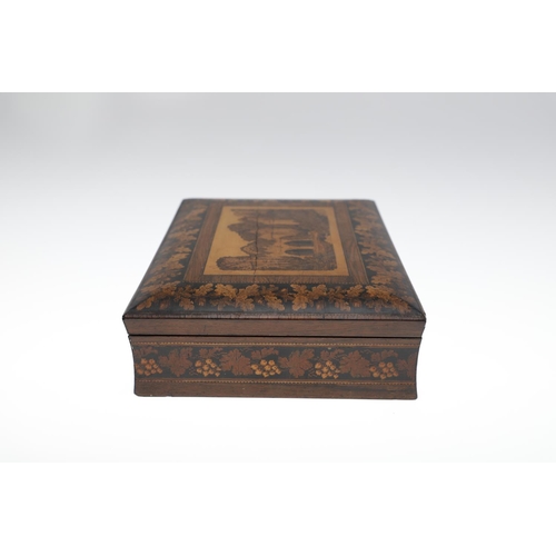 644 - VICTORIAN TUNBRIDGE WARE GAMES BOX & ANOTHER GAMES BOX. A Victorian rosewood and inlaid games box, w... 