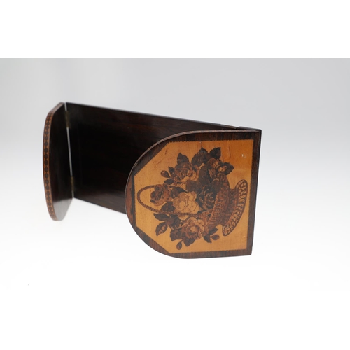 647 - VICTORIAN TUNBRIDGE WARE BOOK SLIDE & ANOTHER. Including a rosewood and inlaid book slide, with a Ca... 