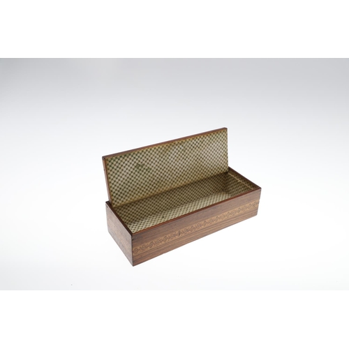 650 - VICTORIAN TUNBRIDGE WARE BOXES. Including a large rosewood and inlaid rectangular shaped box with do... 