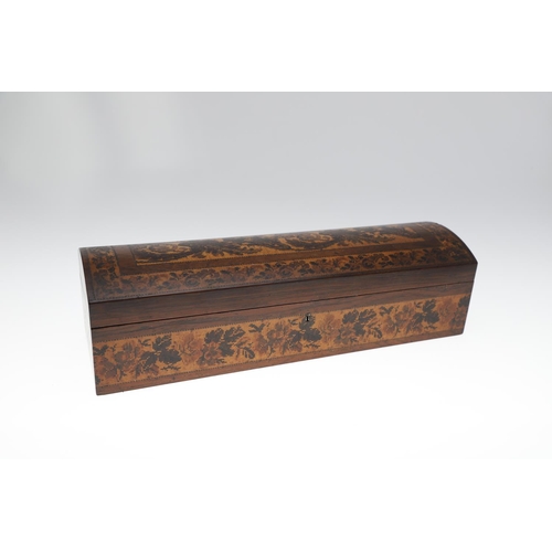 650 - VICTORIAN TUNBRIDGE WARE BOXES. Including a large rosewood and inlaid rectangular shaped box with do... 