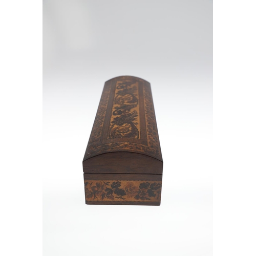 650 - VICTORIAN TUNBRIDGE WARE BOXES. Including a large rosewood and inlaid rectangular shaped box with do... 