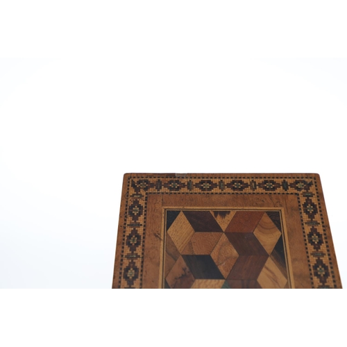 652 - VICTORIAN TUNBRIDGE WARE BOXES. A variety of boxes including four boxes with geometric patterns to t... 