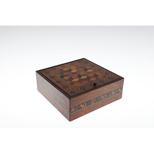 652 - VICTORIAN TUNBRIDGE WARE BOXES. A variety of boxes including four boxes with geometric patterns to t... 