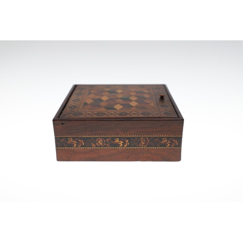 652 - VICTORIAN TUNBRIDGE WARE BOXES. A variety of boxes including four boxes with geometric patterns to t... 