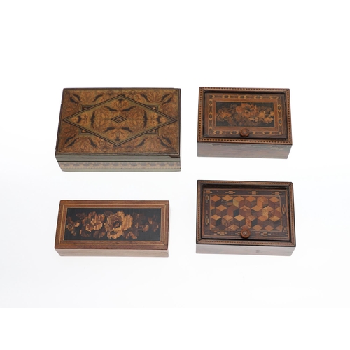 653 - VICTORIAN TUNBRIDGE WARE BOXES & OTHER ITEMS. A mixed lot including a variety of small lidded boxes,... 