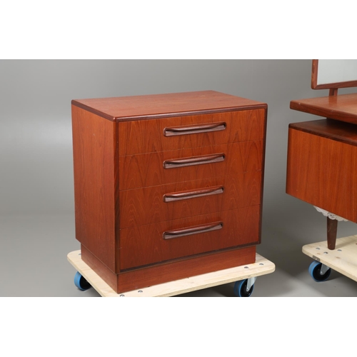 674 - A MID CENTURY G-PLAN TEAK DRESSING TABLE AND MATCHING CHEST OF DRAWERS. The dressing table with two ... 