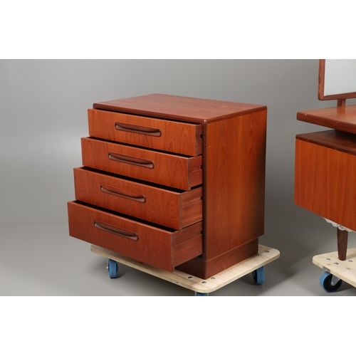 674 - A MID CENTURY G-PLAN TEAK DRESSING TABLE AND MATCHING CHEST OF DRAWERS. The dressing table with two ... 