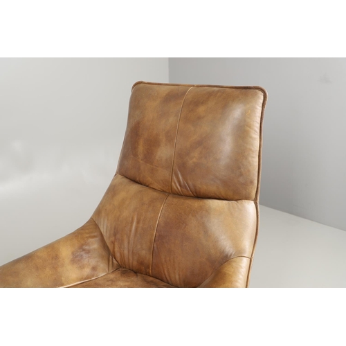 681 - ANDREW MARTIN - DESIGNER LEATHER SWIVEL CHAIR 'CARLOTTA'. A leather swivel chair of large proportion... 