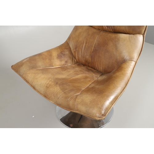 681 - ANDREW MARTIN - DESIGNER LEATHER SWIVEL CHAIR 'CARLOTTA'. A leather swivel chair of large proportion... 