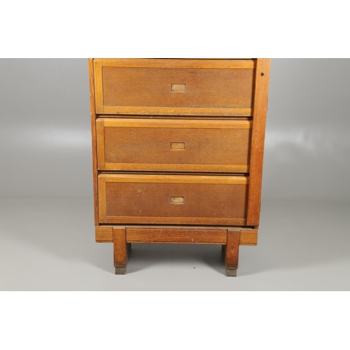 683 - A 'STAVERTON' LIGHT OAK BOOKCASE. In the Globe Wernicke style with pigeon hole compartments, stamped... 