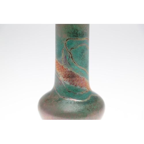 702 - FREDERIC DANTON - FRENCH ART NOUVEAU LUSTRE VASE. The vase with a slender neck and bulbous body, wit... 