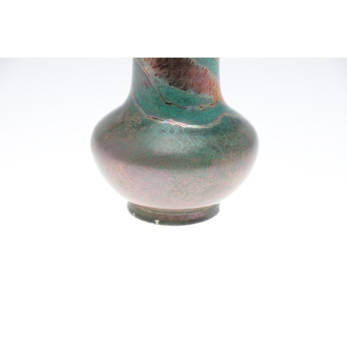 702 - FREDERIC DANTON - FRENCH ART NOUVEAU LUSTRE VASE. The vase with a slender neck and bulbous body, wit... 