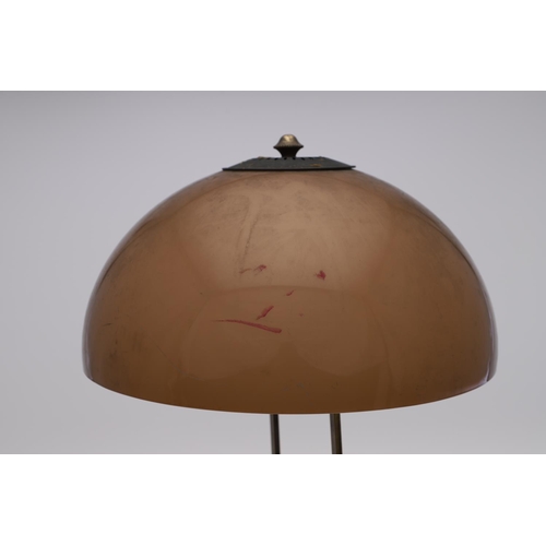 705 - A BRASS 'MUSHROOM' FORM DESK LAMP. The lamp with a U-shape stem and circular base, and with a dome s... 