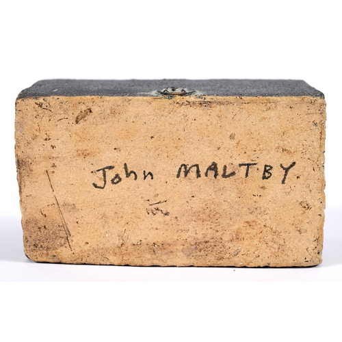 707 - JOHN MALTBY (1936-2020) STONEWARE LIDDED BOX. The rectangular lidded box with stylised bird shaped h... 