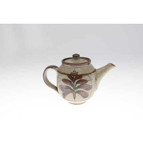 713 - DAVID LEACH (1911-2005) - STONEWARE STUDIO POTTERY TEAPOT, & OTHER ITEMS. The teapot with a fern des... 