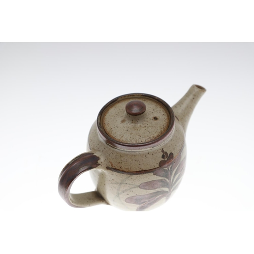 713 - DAVID LEACH (1911-2005) - STONEWARE STUDIO POTTERY TEAPOT, & OTHER ITEMS. The teapot with a fern des... 