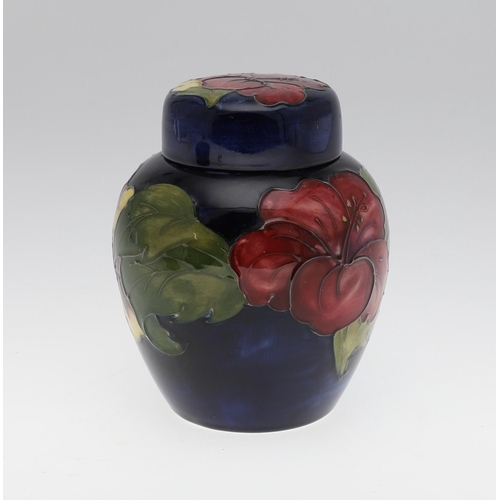 744 - MOORCROFT LIDDED GINGER JAR & BOWL - ORIGINAL PAPER LABELS. A lidded ginger jar in the Clematis desi... 