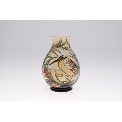 748 - MOORCROFT TRIAL VASE - WOODCOCK. A modern Moorcroft vase in the Woodcock design, painted with Woodco... 