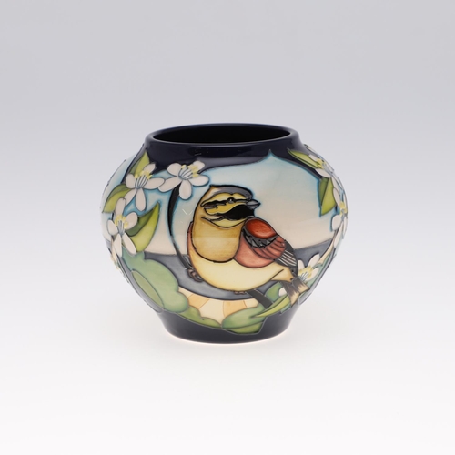 760 - MODERN MOORCROFT TRIAL VASE - SPARROW. A globular vase painted in the Sparrow design, painted with b... 