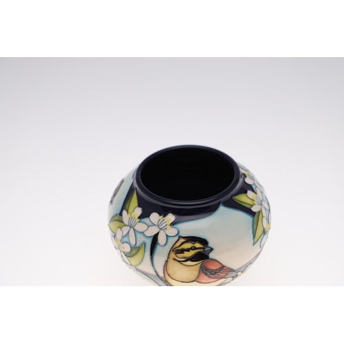 760 - MODERN MOORCROFT TRIAL VASE - SPARROW. A globular vase painted in the Sparrow design, painted with b... 