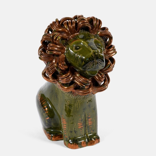 767 - ALDO LONDI - ITALIAN BITOSSI POTTERY LION. Circa 1968, the large pottery lion with a green glaze and... 