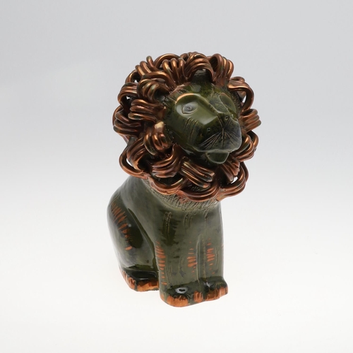 767 - ALDO LONDI - ITALIAN BITOSSI POTTERY LION. Circa 1968, the large pottery lion with a green glaze and... 