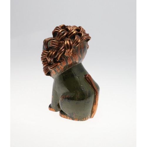 767 - ALDO LONDI - ITALIAN BITOSSI POTTERY LION. Circa 1968, the large pottery lion with a green glaze and... 