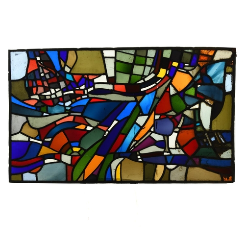 778 - STAINED GLASS PANELS - STUDIO OF PATRICK REYNTIENS. Including two large multi coloured stained glass... 