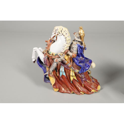 800 - MARIONI, LARGE PAIR OF ITALIAN TERRACOTTA FIGURES OF KNIGHTS ON HORSEBACK. Possibly by or after a de... 