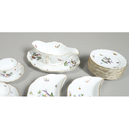 802 - HEREND TEA SERVICE - ROTHSCHILD BIRD. A Herend service in the Rothschild Bird design, each piece pai... 