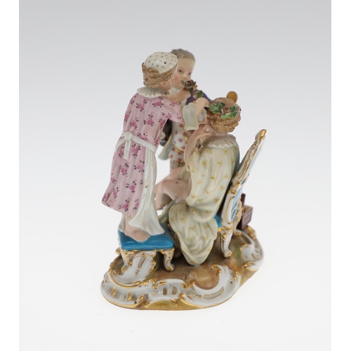 803 - MEISSEN PORCELAIN FIGURE GROUP - YOUNG CHILDREN. Late 19thc, modelled with a seated young girl  with... 