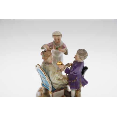 803 - MEISSEN PORCELAIN FIGURE GROUP - YOUNG CHILDREN. Late 19thc, modelled with a seated young girl  with... 