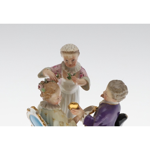 803 - MEISSEN PORCELAIN FIGURE GROUP - YOUNG CHILDREN. Late 19thc, modelled with a seated young girl  with... 