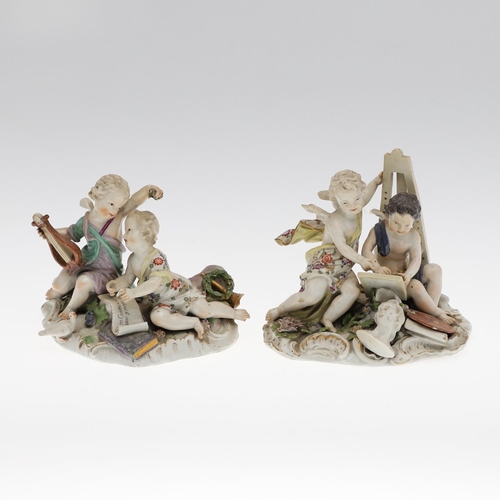 804 - MEISSEN PORCELAIN FIGURE GROUP, & ANOTHER CONTINENTAL PORCELAIN GROUP. A Meissen porcelain group of ... 