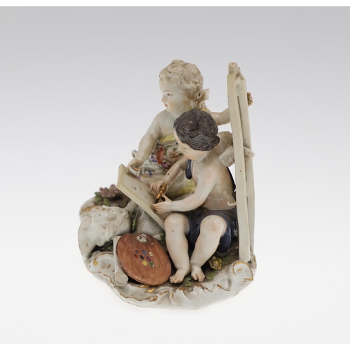 804 - MEISSEN PORCELAIN FIGURE GROUP, & ANOTHER CONTINENTAL PORCELAIN GROUP. A Meissen porcelain group of ... 