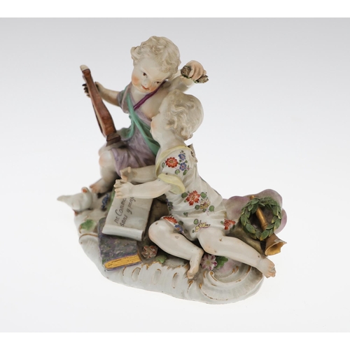 804 - MEISSEN PORCELAIN FIGURE GROUP, & ANOTHER CONTINENTAL PORCELAIN GROUP. A Meissen porcelain group of ... 