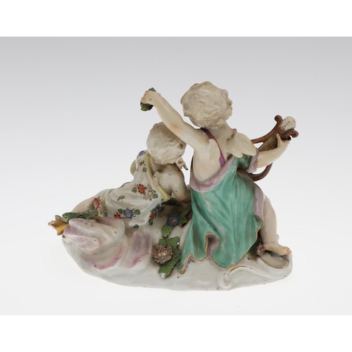 804 - MEISSEN PORCELAIN FIGURE GROUP, & ANOTHER CONTINENTAL PORCELAIN GROUP. A Meissen porcelain group of ... 