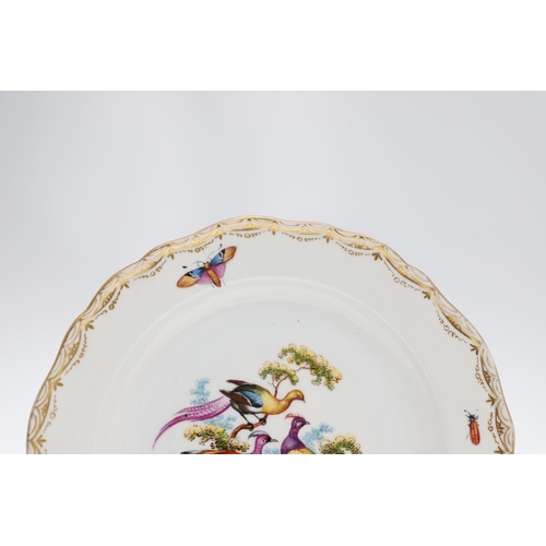 812 - MEISSEN PORCELAIN DISH & ANOTHER DISH- BIRDS. A Meissen dish, the centre painted with birds perched ... 