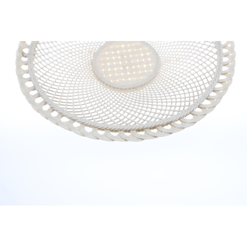 815 - 19THC BELLEEK PORCELAIN IRISH DISH. The dish with a basket weave type centre, with a double strand s... 