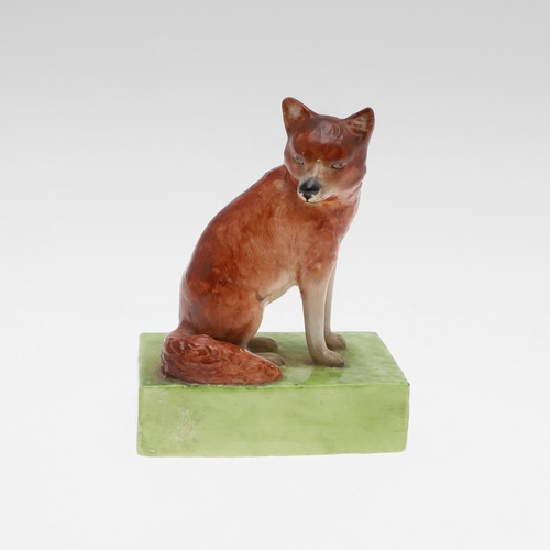 817 - DERBY PORCELAIN FIGURE OF A FOX - STEVENSON & HANCOCK PERIOD. A Stevenson & Hancock period porcelain... 