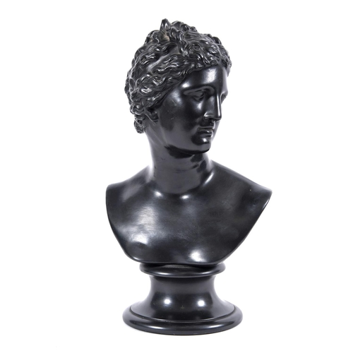 823 - RARE 19THC WEDGWOOD BASALT BUST - VENUS. A 19thc large basalt bust of Venus, raised on a socle base.... 