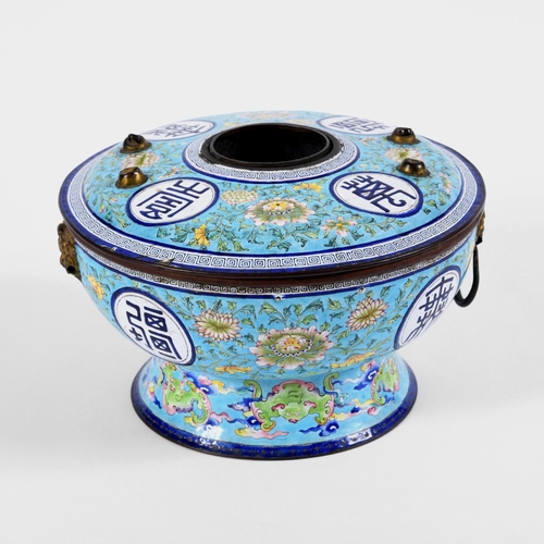 831 - 19THC CHINESE CANTON ENAMEL INCENSE BURNER. An unusual 19thc Chinese Canton enamel incense burner or... 