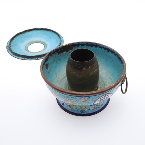 831 - 19THC CHINESE CANTON ENAMEL INCENSE BURNER. An unusual 19thc Chinese Canton enamel incense burner or... 