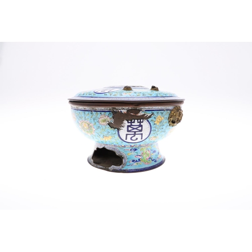 831 - 19THC CHINESE CANTON ENAMEL INCENSE BURNER. An unusual 19thc Chinese Canton enamel incense burner or... 