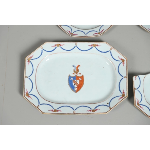 840 - CHINESE ARMORIAL PART DINNER SERVICE. Probably 18thc, each item with an armorial crest at the centre... 